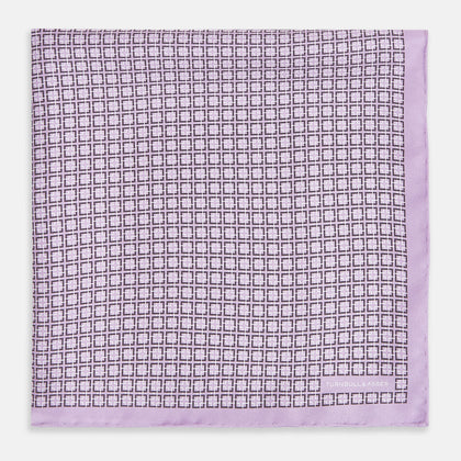Geometric Lilac Pocket Square in Silk Image 2