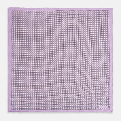 Geometric Lilac Pocket Square in Silk Image 3