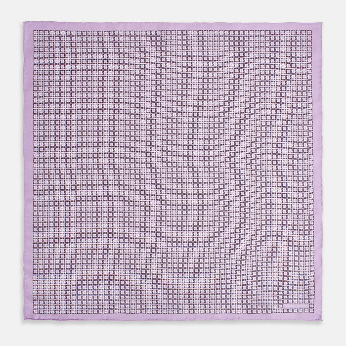 Geometric Lilac Pocket Square in Silk Image 3