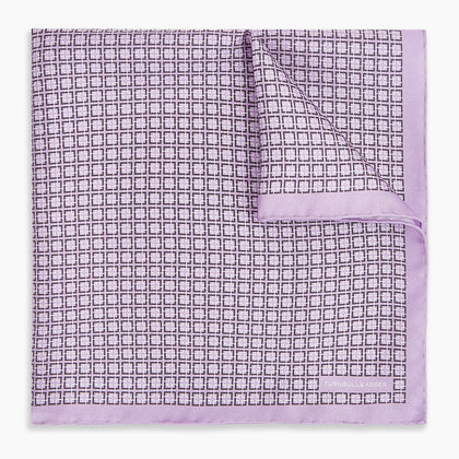 Geometric Lilac Pocket Square in Silk Image 4