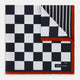 A limited edition silk pocket square from Turnbull & Asser UK, featuring a striking navy chequered pattern framed by a bold red border and finished with the text TURNBULL & ASSER in one corner. Part of the exclusive Driver’s Capsule Collection.