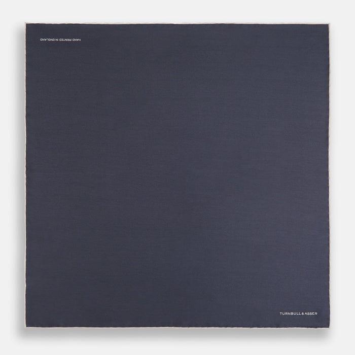 GREY AND ECRU PIPED SILK POCKET SQUARE Image 3