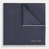 GREY AND ECRU PIPED SILK POCKET SQUARE