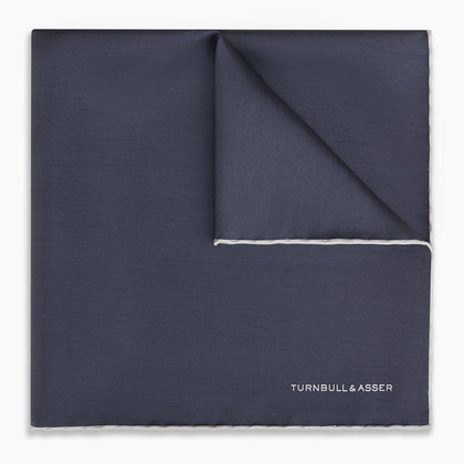 GREY AND ECRU PIPED SILK POCKET SQUARE Image 4
