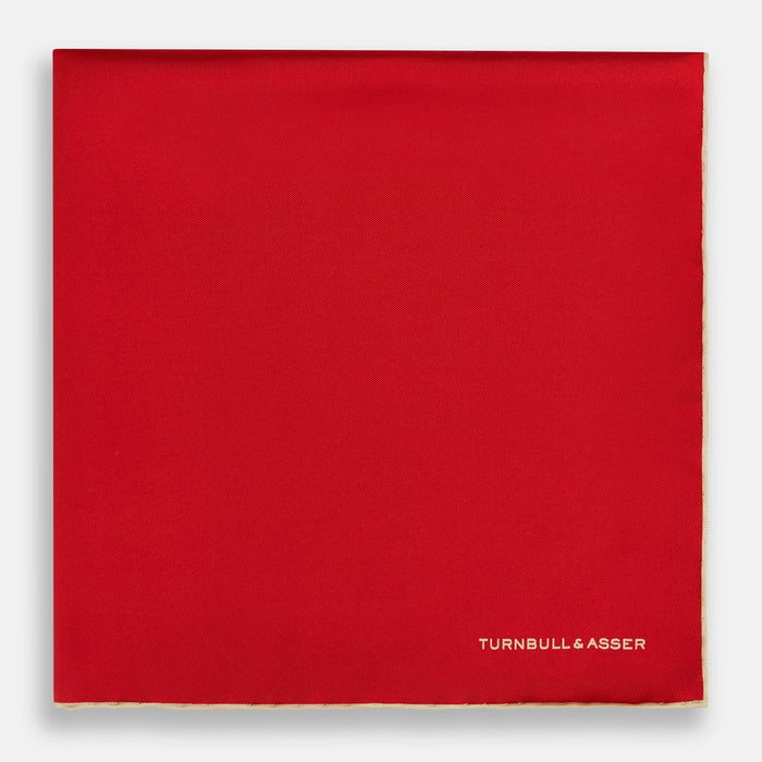 RED AND GOLD PIPED SILK POCKET SQUARE Image 2