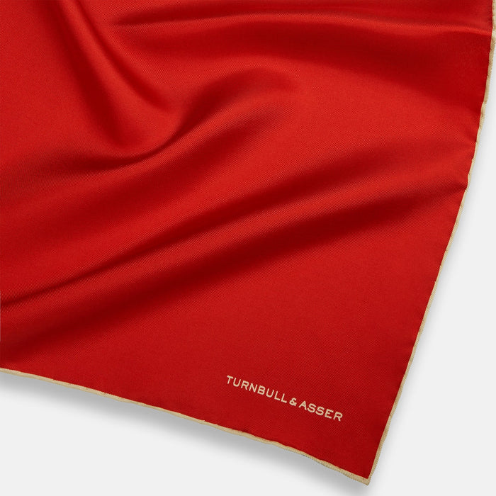 RED AND GOLD PIPED SILK POCKET SQUARE Image 1