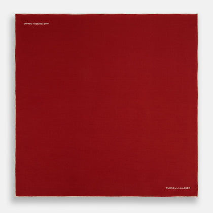 BURGUNDY AND ECRU PIPED SILK POCKET SQUARE Image 3