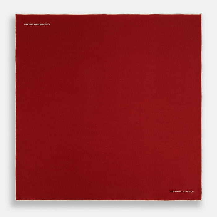 BURGUNDY AND ECRU PIPED SILK POCKET SQUARE Image 3