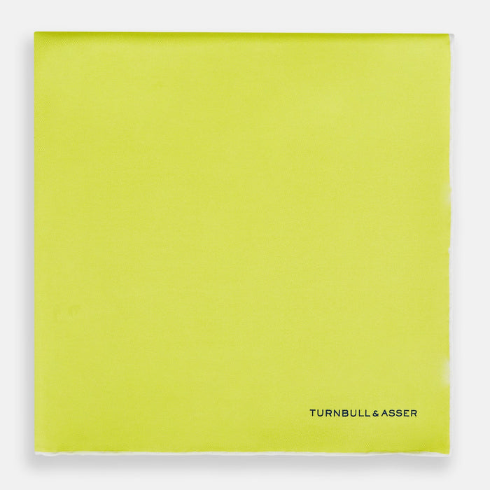 Canary Yellow Piped Silk Pocket Square Image 2