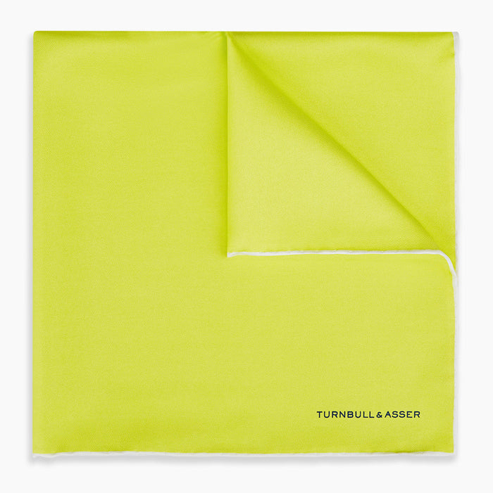 Canary Yellow Piped Silk Pocket Square Image 4