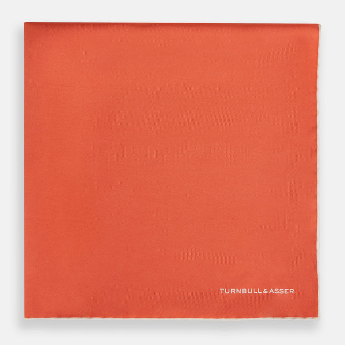 Orange and White Piped Silk Pocket Square Image 2