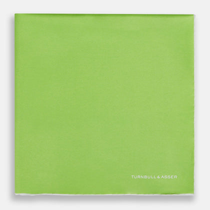 LIME GREEN AND ECRU PIPED SILK POCKET SQUARE Image 2