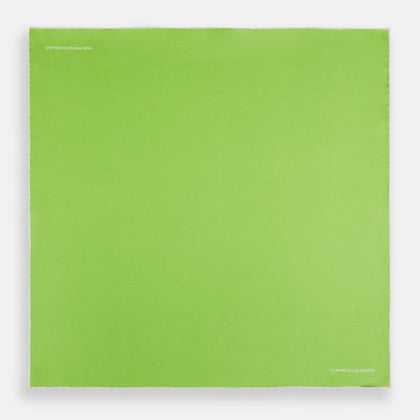 LIME GREEN AND ECRU PIPED SILK POCKET SQUARE Image 3