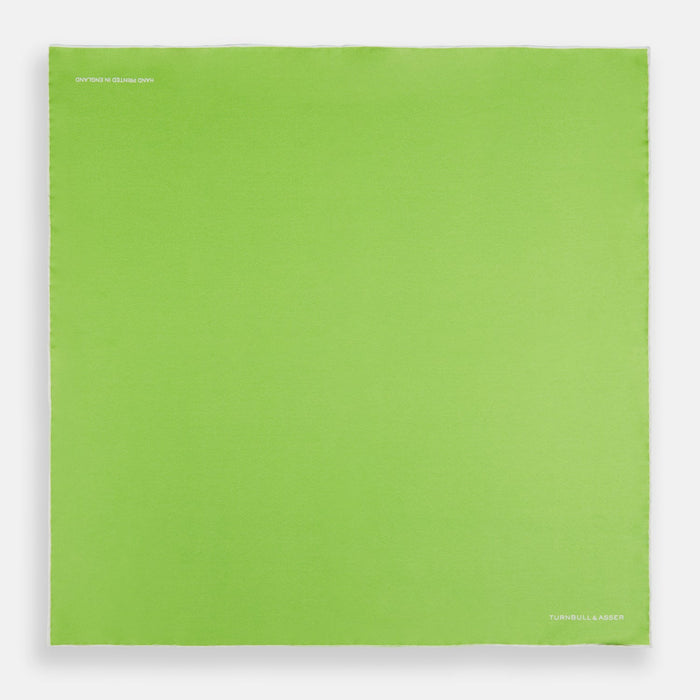 LIME GREEN AND ECRU PIPED SILK POCKET SQUARE Image 3