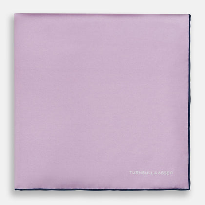 Lilac Piped Silk Pocket Square Image 2
