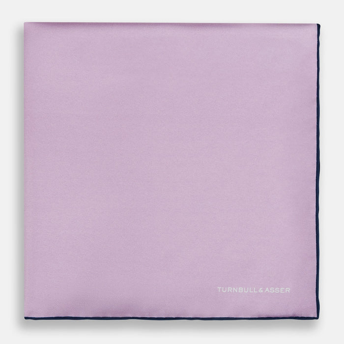 Lilac Piped Silk Pocket Square Image 2