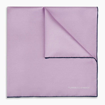 Lilac Piped Silk Pocket Square Image 4