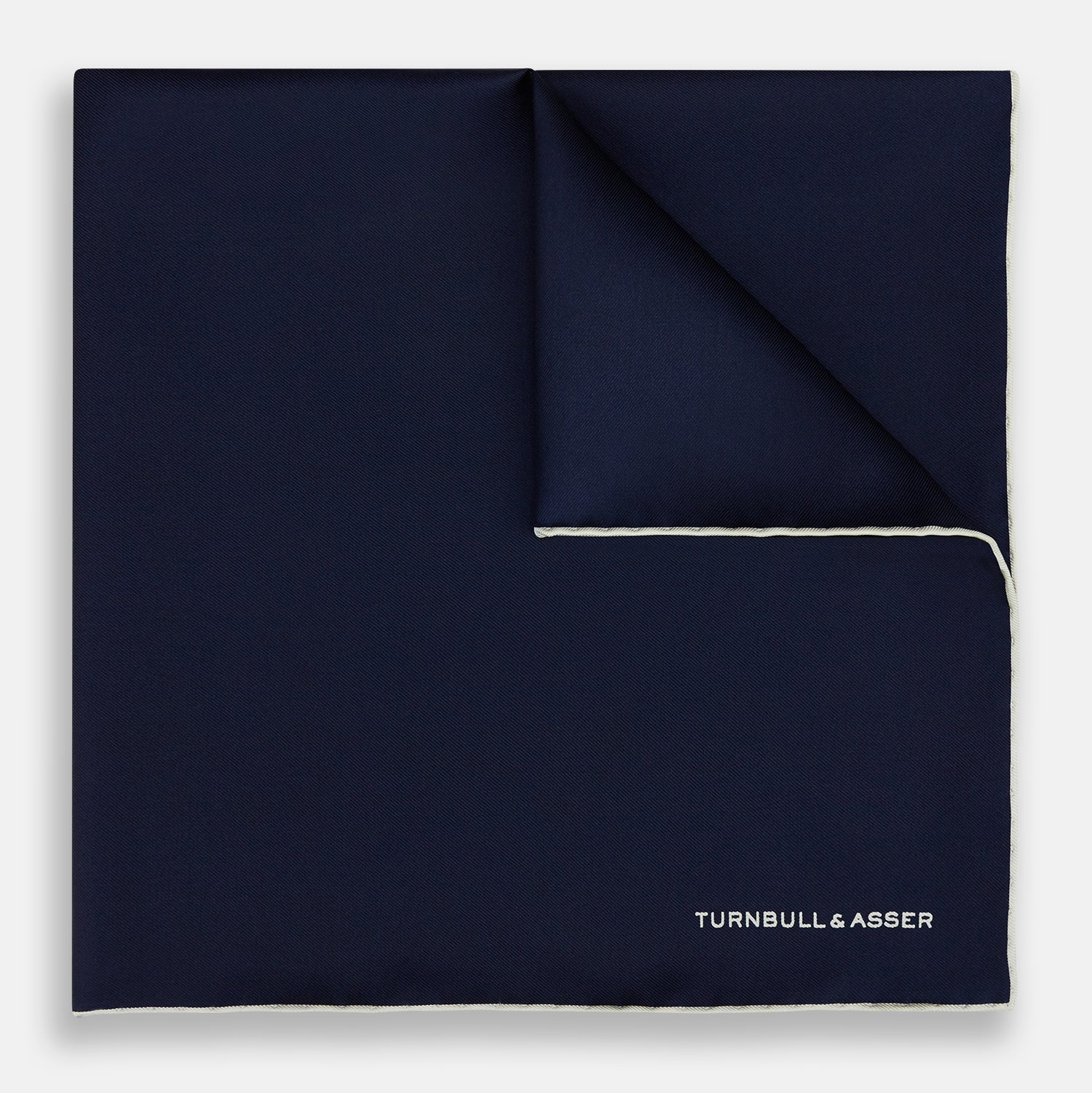 Dark Blue Piped Silk Pocket Square