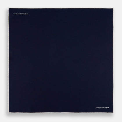 Dark Blue Piped Silk Pocket Square Image 3