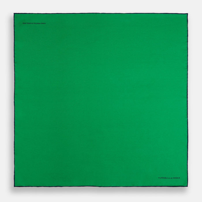 Green Piped Silk Pocket Square Image 3