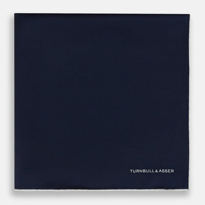 Midnight Blue Piped Silk Pocket Square Image 2