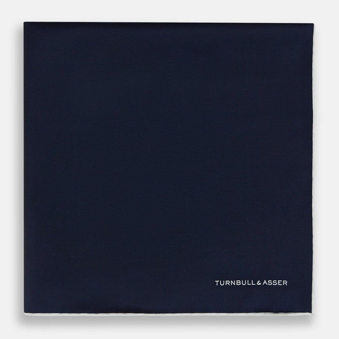 Midnight Blue Piped Silk Pocket Square Image 2