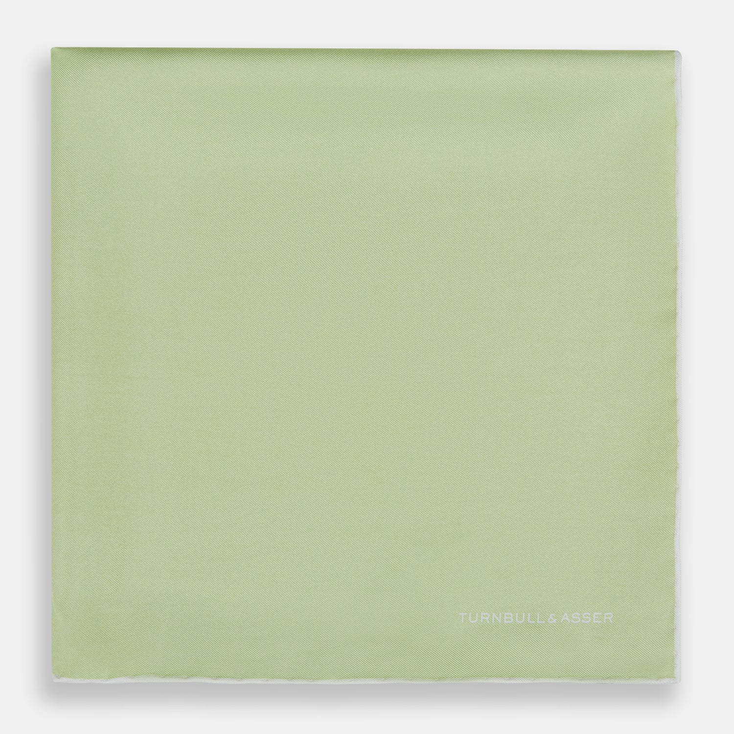 MINT AND ECRU PIPED SILK POCKET SQUARE
