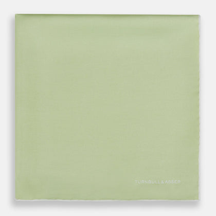 MINT AND ECRU PIPED SILK POCKET SQUARE Image 2