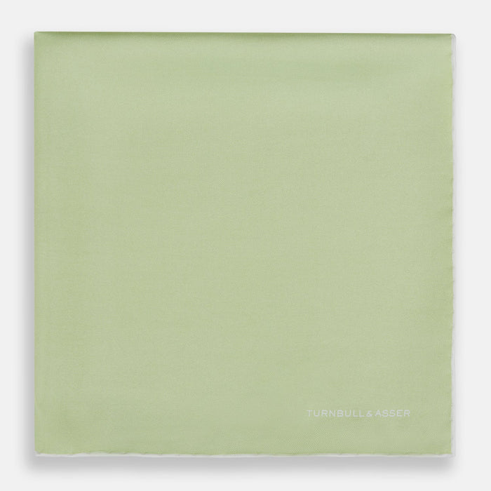 MINT AND ECRU PIPED SILK POCKET SQUARE Image 2