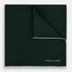 DARK GREEN AND ECRU PIPED SILK POCKET SQUARE