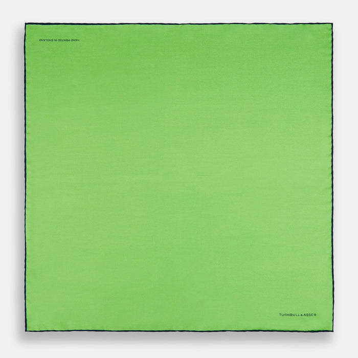 LIGHT GREEN AND BLACK PIPED SILK POCKET SQUARE Image 3