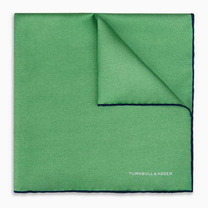 Fern Green Piped Silk Pocket Square Image 4