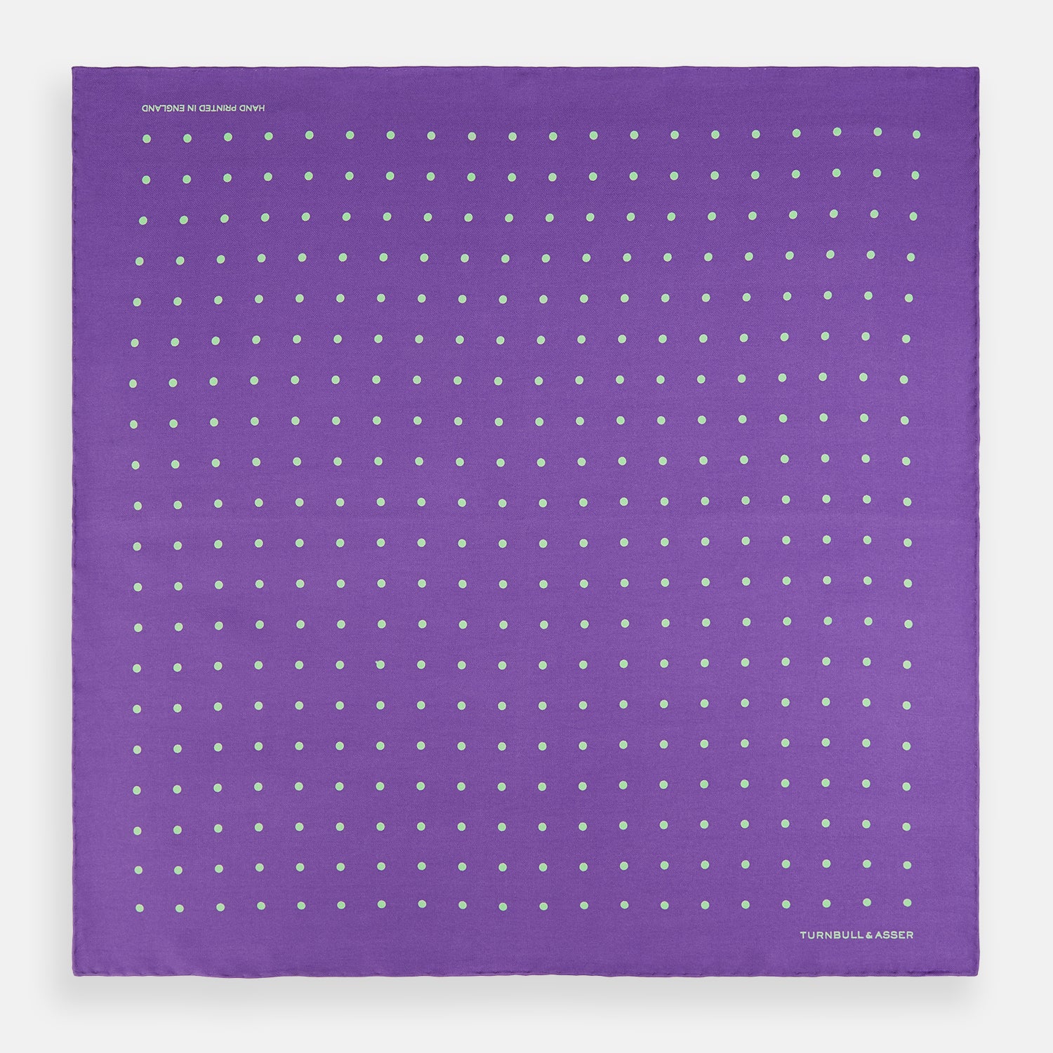 PURPLE AND MINT SPOT SILK POCKET SQUARE