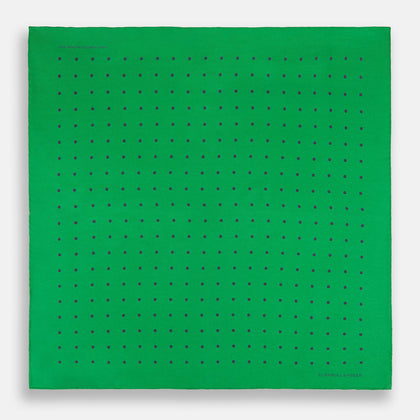 Green and Navy Spot Silk Pocket Square Image 3