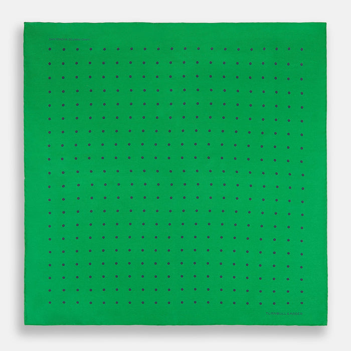 Green and Navy Spot Silk Pocket Square Image 3