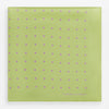 View 3 of product The Turnbull & Asser Melon Green and Lilac Spot Silk Pocket Square features evenly spaced lilac dots and the brand's name in one corner—a refined accessory for formal attire.