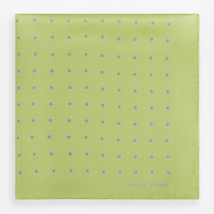 Melon Green and Lilac Spot Silk Pocket Square Image 2