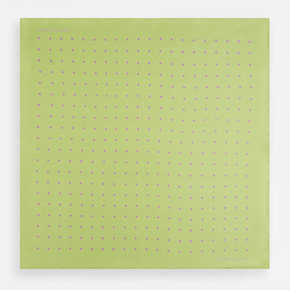 Melon Green and Lilac Spot Silk Pocket Square Image 3