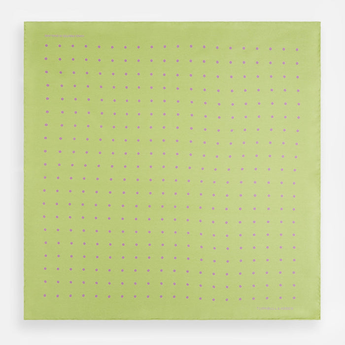 Melon Green and Lilac Spot Silk Pocket Square Image 3
