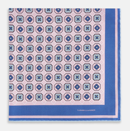 Light Pink Floral Tile Silk Pocket Square Image 2