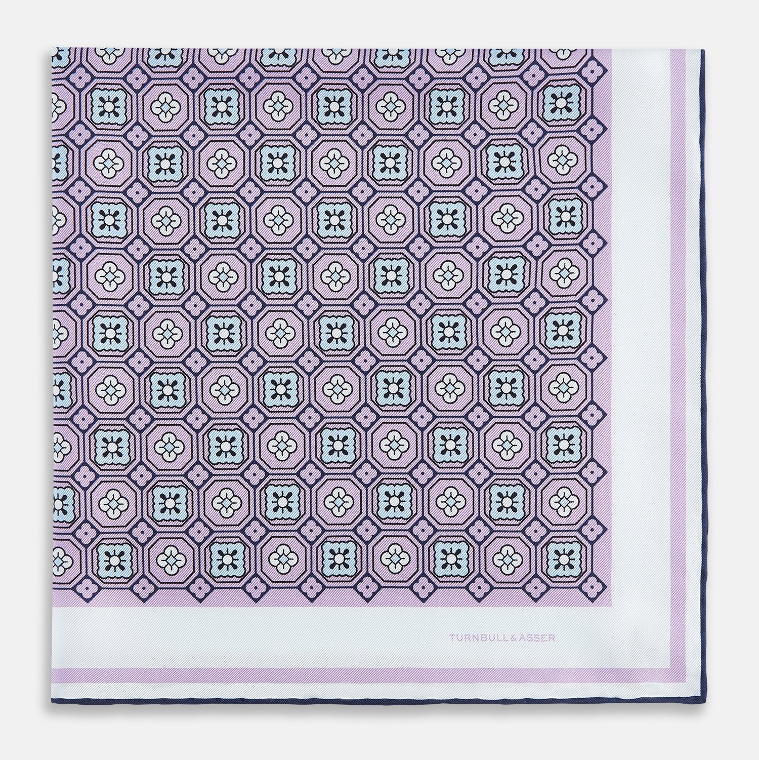 View 3 of product Lilac Floral Tile Silk Pocket Square OS