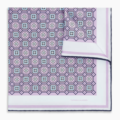 Lilac Floral Tile Silk Pocket Square Image 4