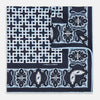 View 1 of product Navy Square-Patterned and Paisley Patterned Silk Pocket Square OS