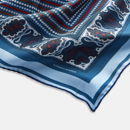 Blue Bonnet Dots and Paisley Silk Pocket Square Image 1
