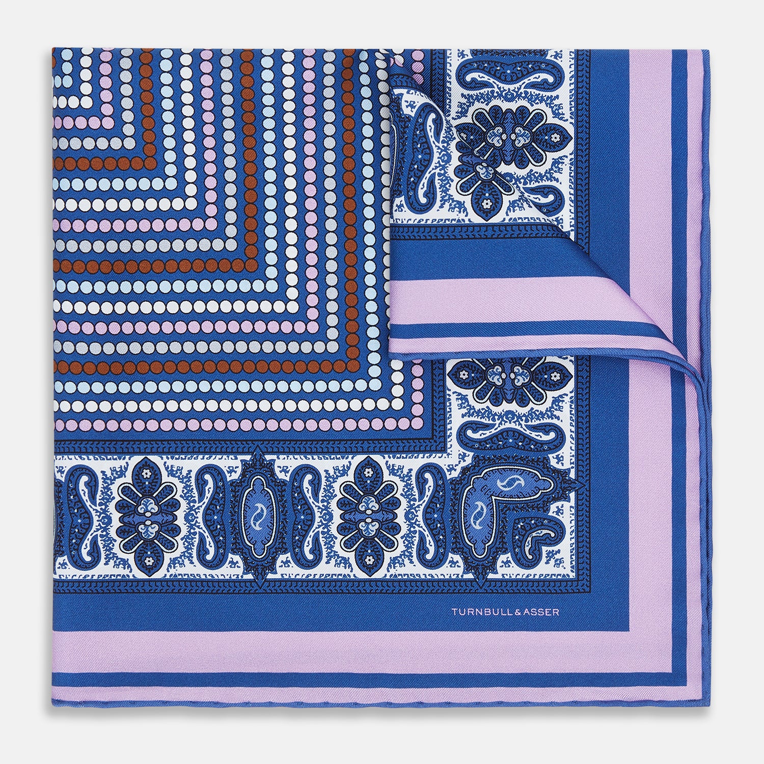 View 1 of product Azzurro Dots and Paisley Silk Pocket Square OS