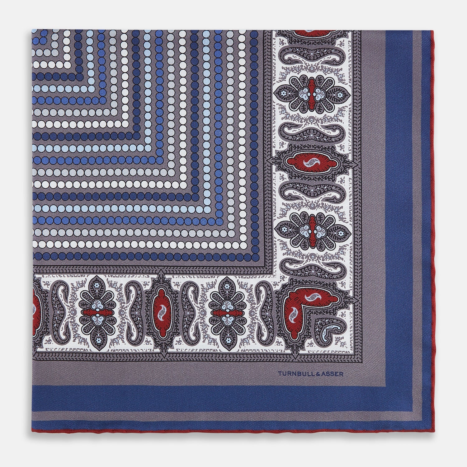 View 3 of product Ash Dots and Paisley Silk Pocket Square OS