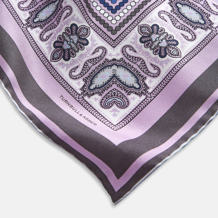 Lilac Dots and Paisley Silk Pocket Square Image 1