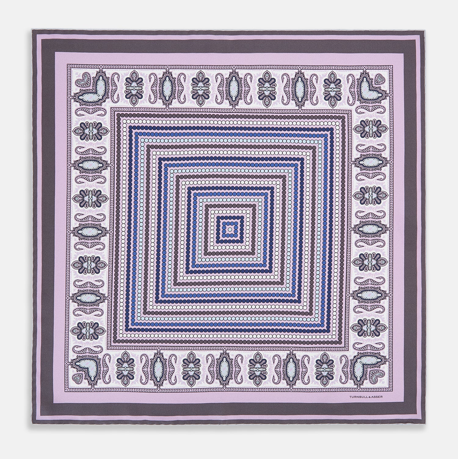 View 4 of product Lilac Dots and Paisley Silk Pocket Square OS