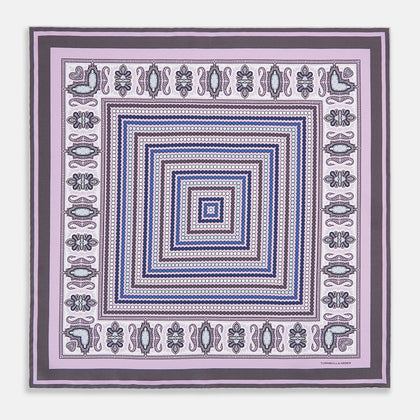 Lilac Dots and Paisley Silk Pocket Square Image 3