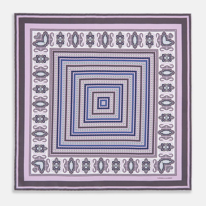 Lilac Dots and Paisley Silk Pocket Square Image 3